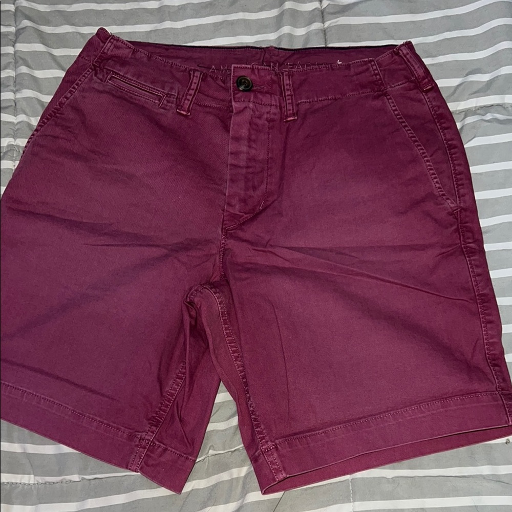 American Eagle Outfitters Men's Burgundy Flat Front Shorts